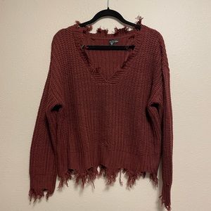 Windsor Maroon Torn Sweater